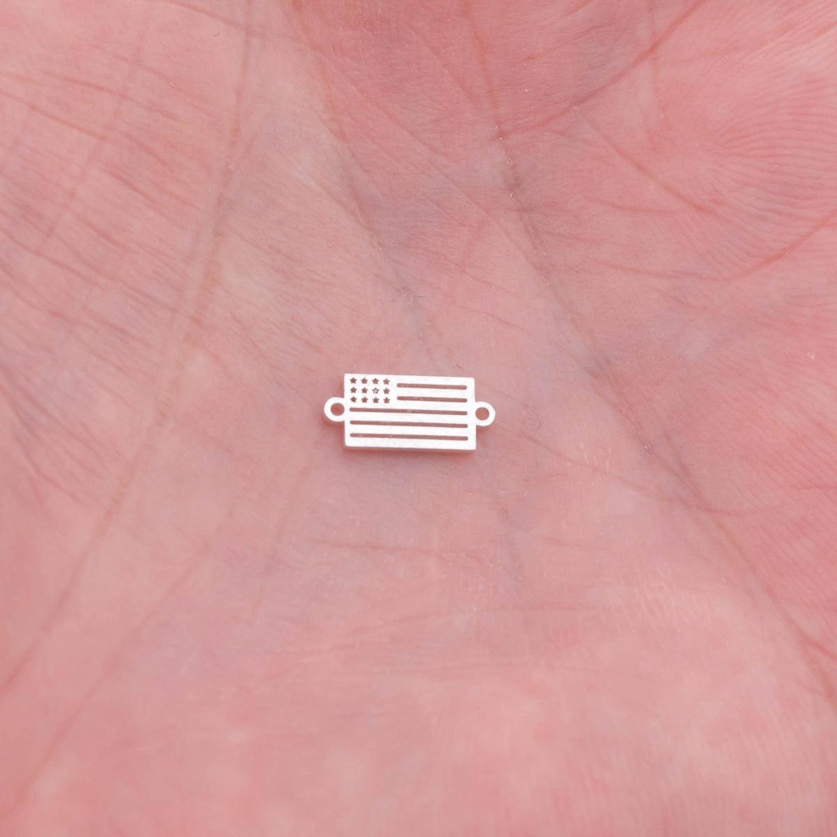 American Flag Connector USA Flag 4th of July - 14Kt Gold Filled or Sterling Silver - Permanent Jewelry Supply PJ Connectors Four of July