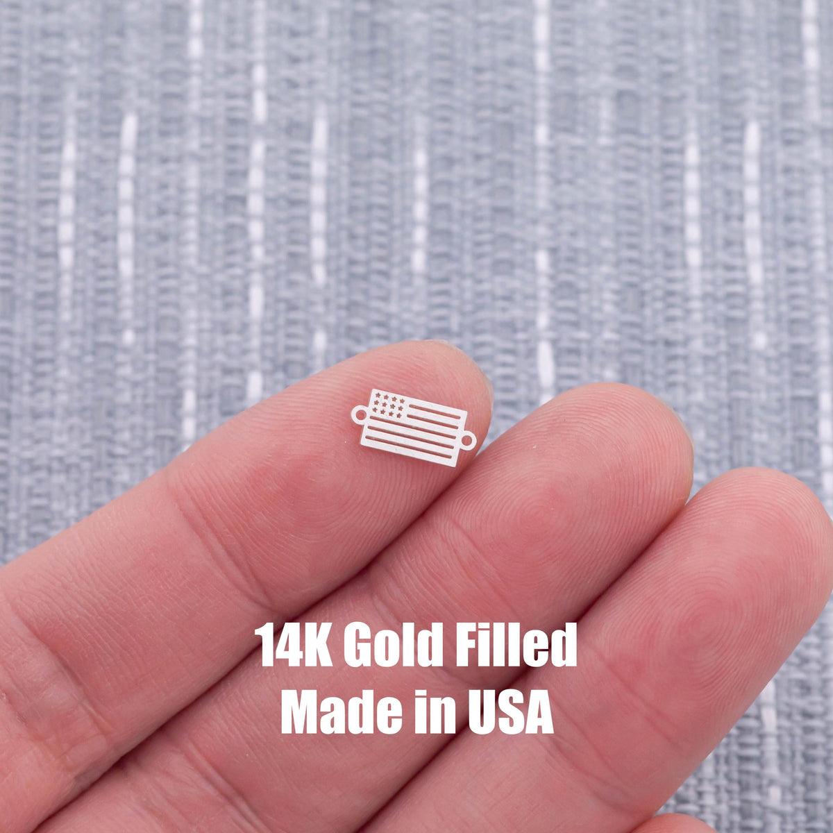 American Flag Connector USA Flag 4th of July - 14Kt Gold Filled or Sterling Silver - Permanent Jewelry Supply PJ Connectors Four of July