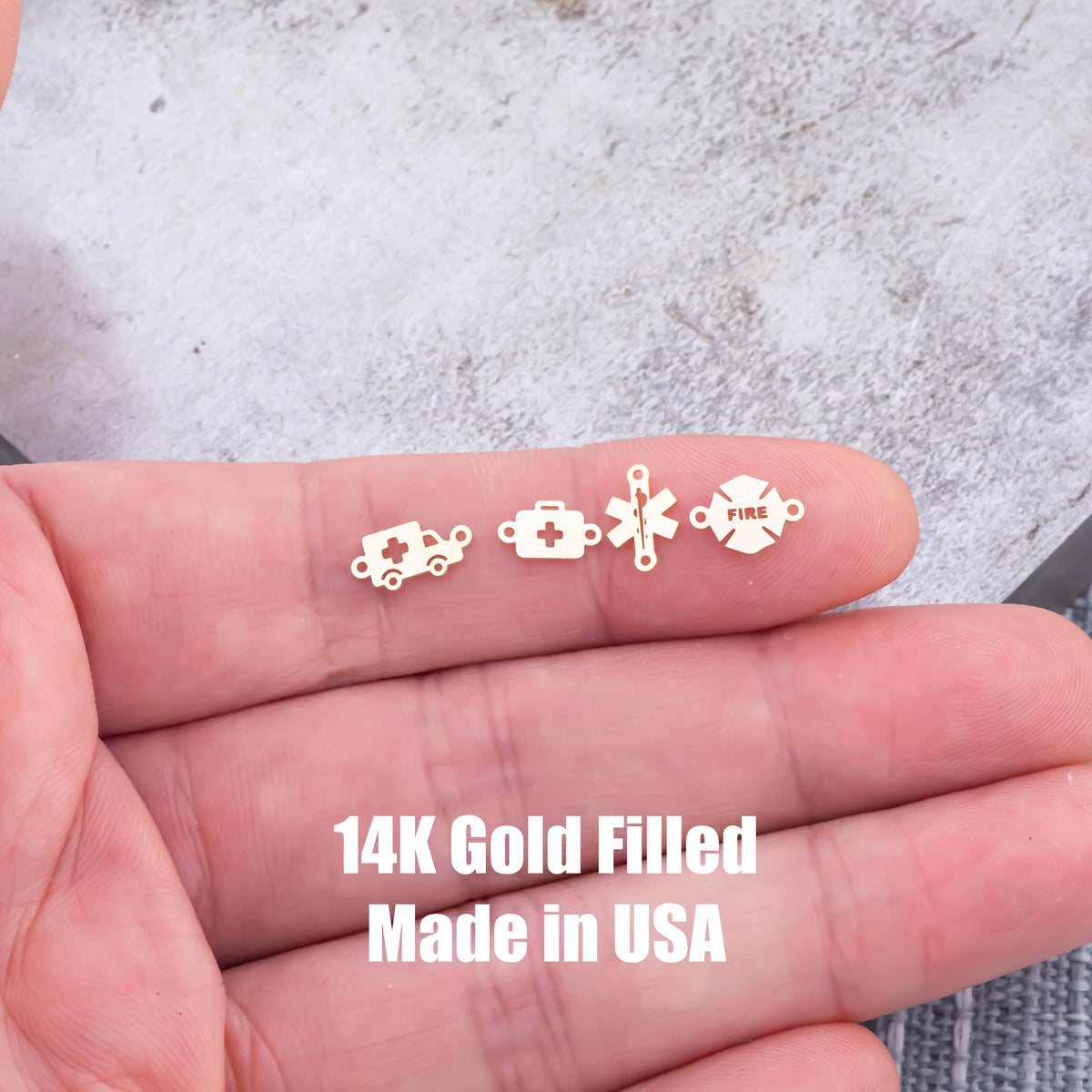 First Responders Nurse Medical Ambulance Fire Department Firefighter EMS Police 14K Gold Filled or Sterling Connectors for Permanent Jewelry