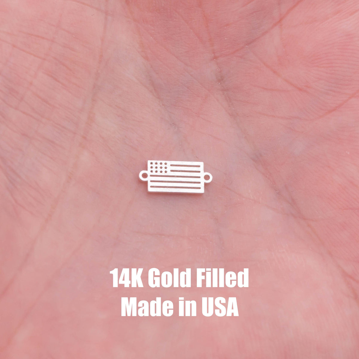 American Flag Connector USA Flag 4th of July - 14Kt Gold Filled or Sterling Silver - Permanent Jewelry Supply PJ Connectors Four of July