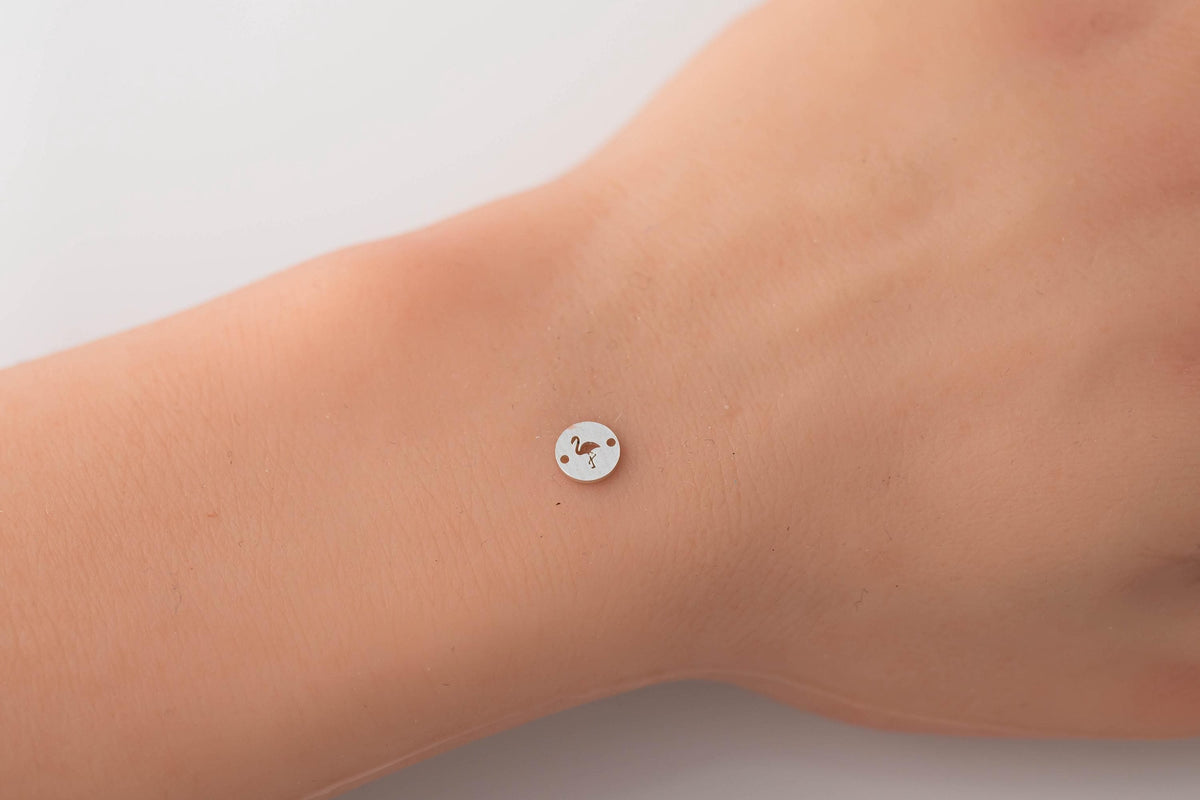 Flamingo Disc Connector Permanent Jewelry Connector or Charm 14kt gold filled or Sterling Silver - Made in the USA - Custom