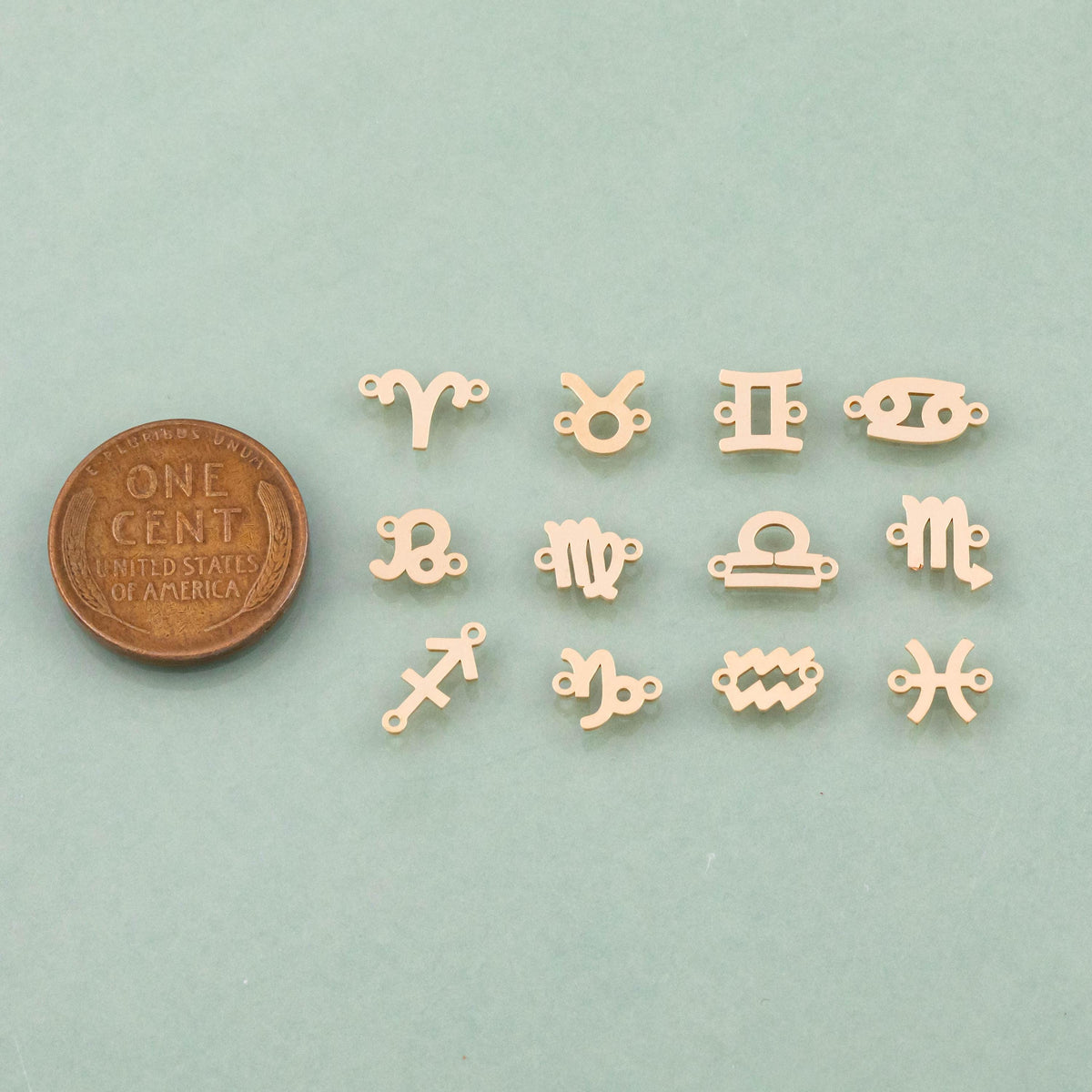 14KGF Zodiac Horoscope Connectors 6x8mm 14kt Gold Filled Zodiac Connectors Bracelet Letter Charm  Permanent Jewelry Supplies