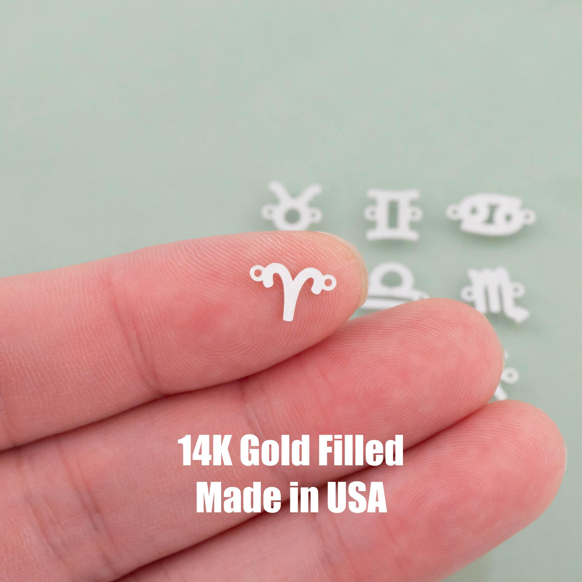 14KGF Zodiac Horoscope Connectors 6x8mm 14kt Gold Filled Zodiac Connectors Bracelet Letter Charm  Permanent Jewelry Supplies