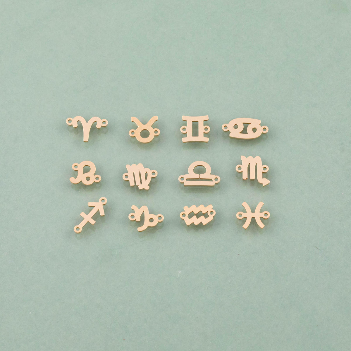 14KGF Zodiac Horoscope Connectors 6x8mm 14kt Gold Filled Zodiac Connectors Bracelet Letter Charm  Permanent Jewelry Supplies