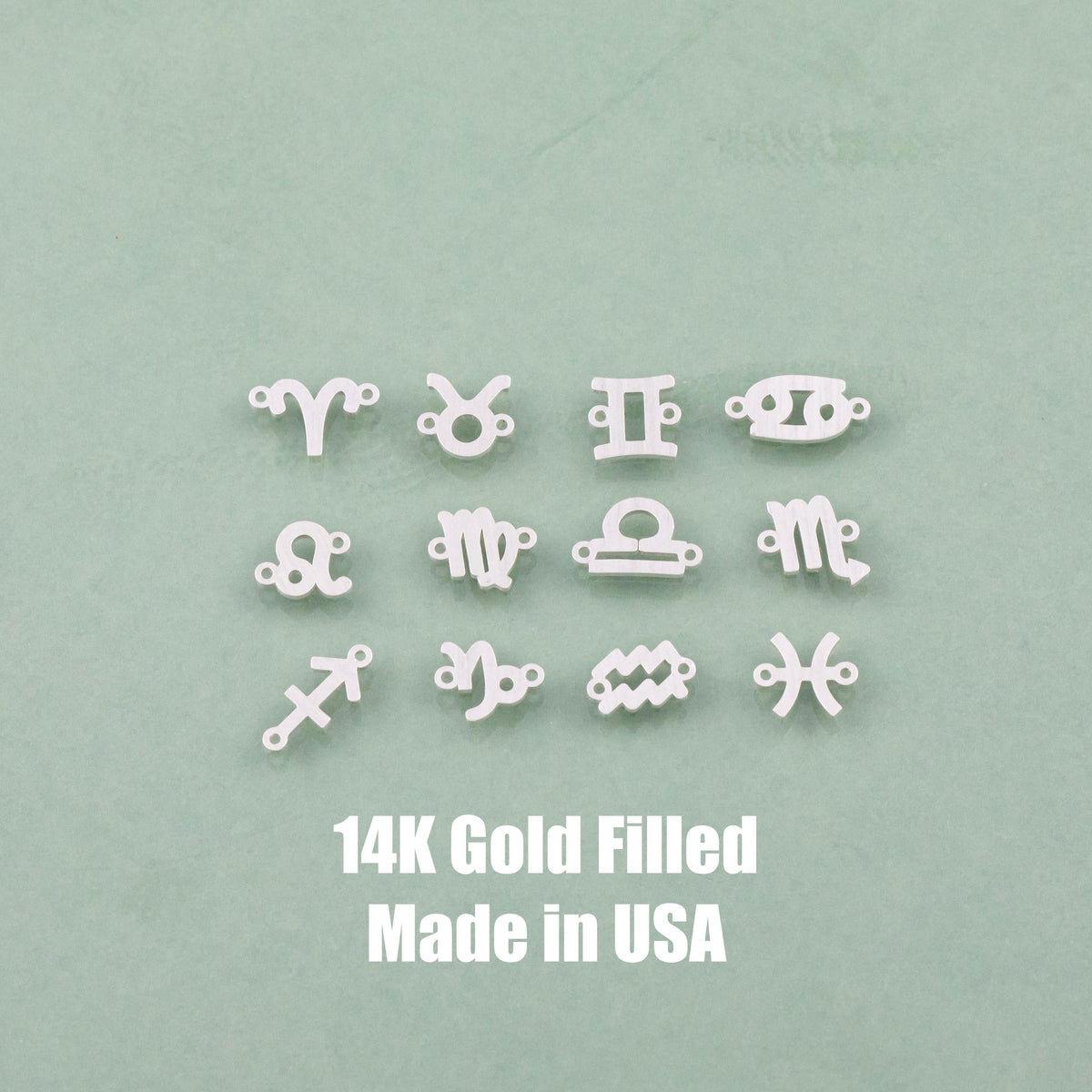 14KGF Zodiac Horoscope Connectors 6x8mm 14kt Gold Filled Zodiac Connectors Bracelet Letter Charm  Permanent Jewelry Supplies