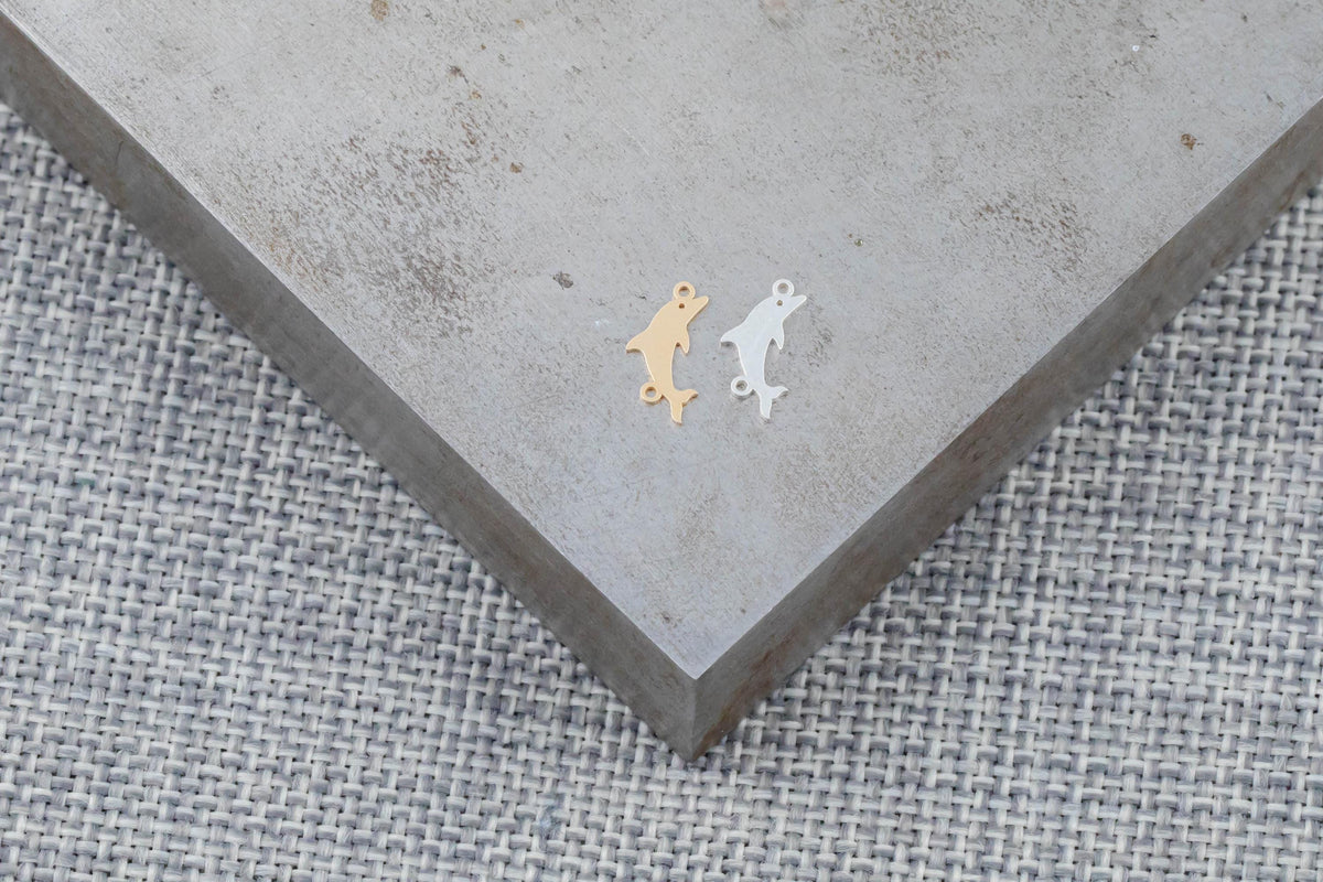 Dolphin connector - sterling silver or gold filled- permanent jewelry word connectors- charm, pendant,