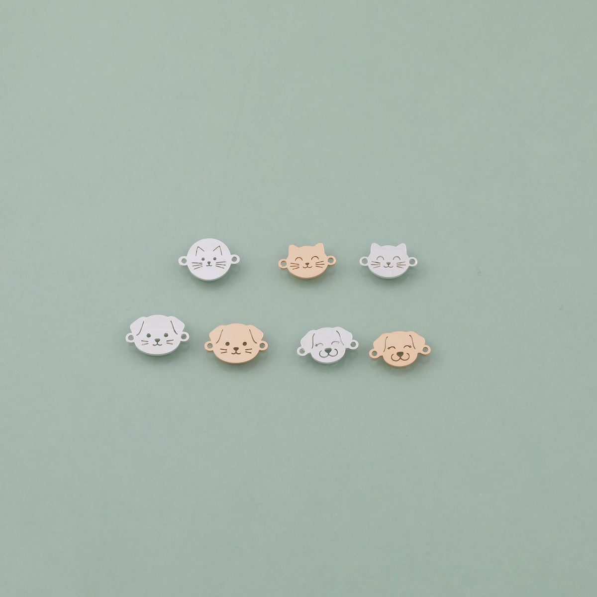 Cat Dog Face Connectors - 14kt gold filled or Sterling Silver - Made in the USA
