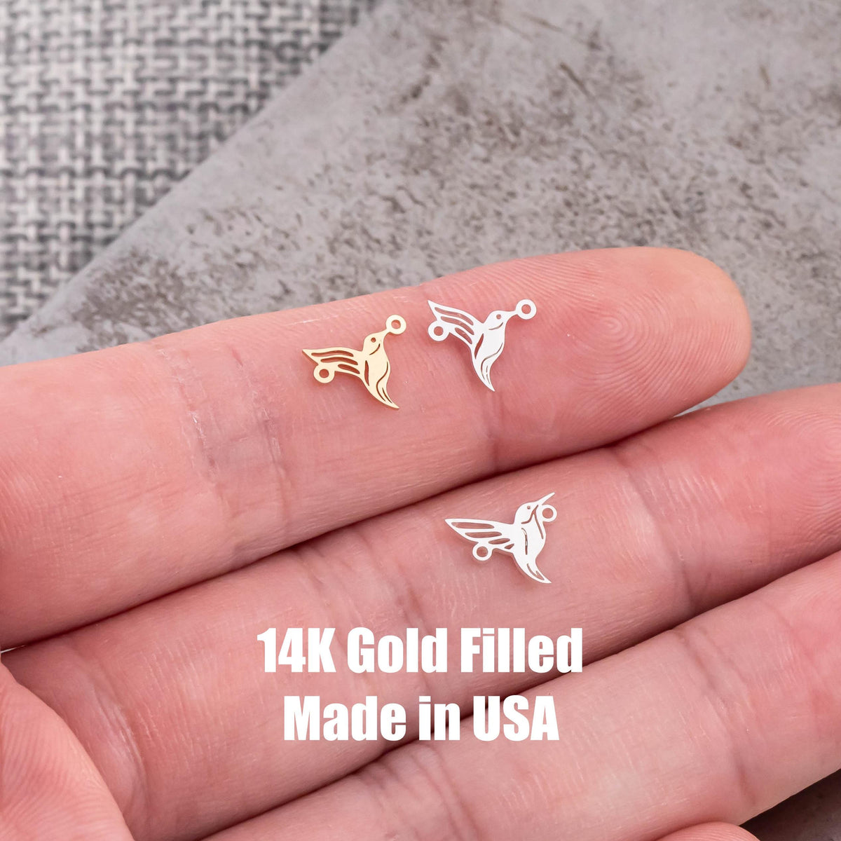 Hummingbird Connector 14K Gold Filled Permanent Jewelry Connectors 925 Sterling Silver 14K GF Humming Bird word connectors charm, pendant