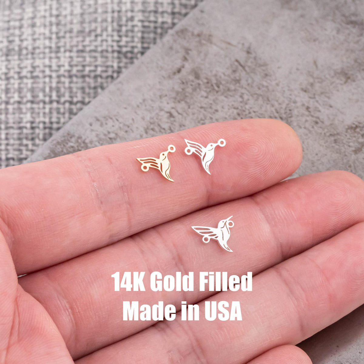 Hummingbird Connector 14K Gold Filled Permanent Jewelry Connectors 925 Sterling Silver 14K GF Humming Bird word connectors charm, pendant