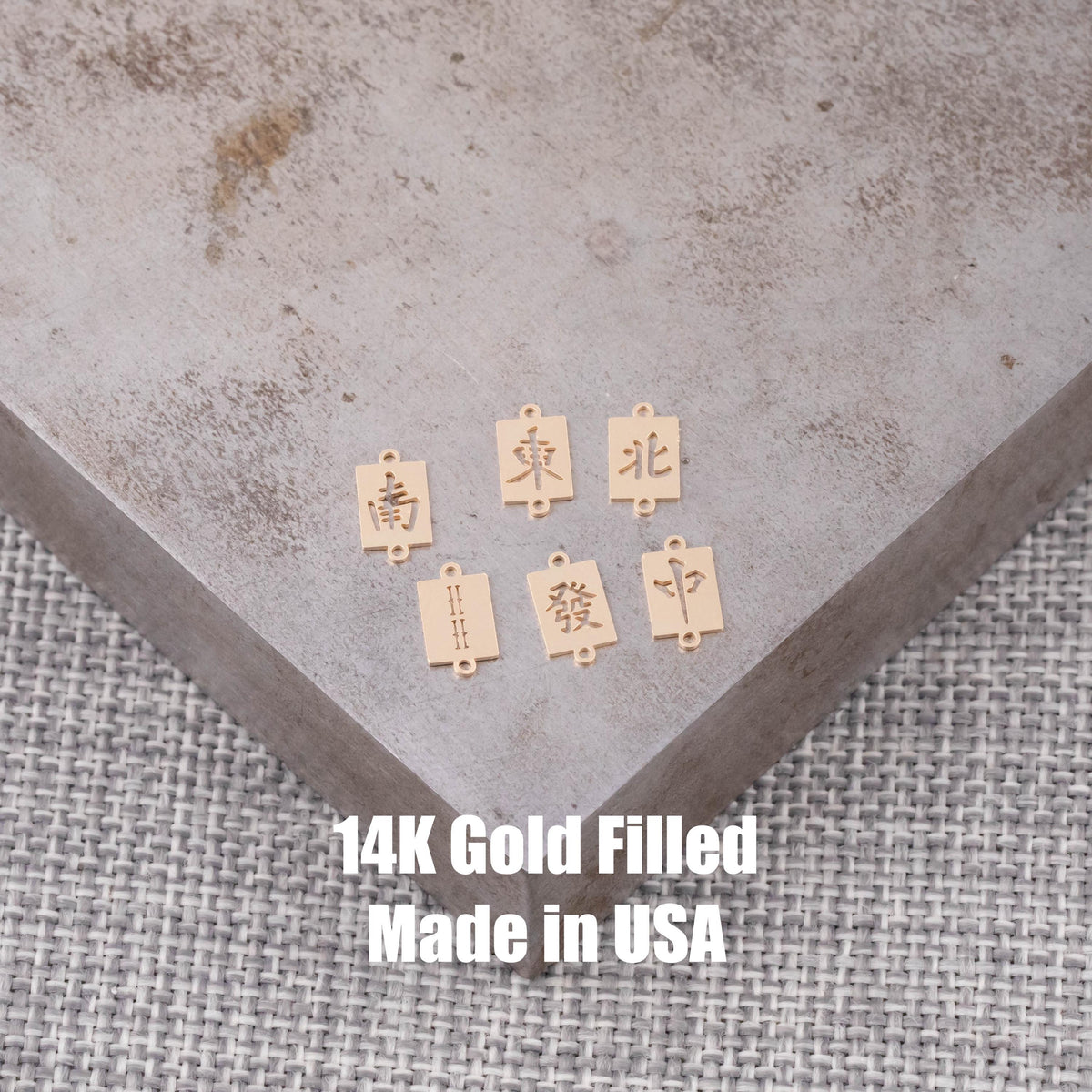 Mahjong Connectors - East West North South Middle Permanent Jewelry Connector 14kt Gold Filled Sterling Silver - Made from Scratch in USA