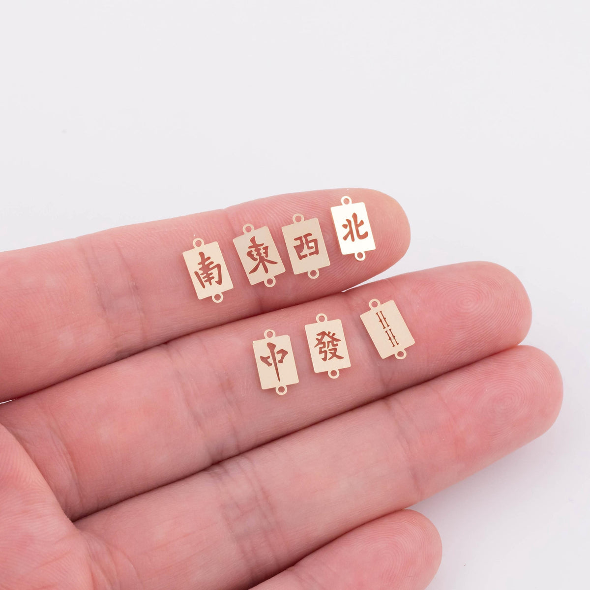 Mahjong Connectors - East West North South Middle Permanent Jewelry Connector 14kt Gold Filled Sterling Silver - Made from Scratch in USA