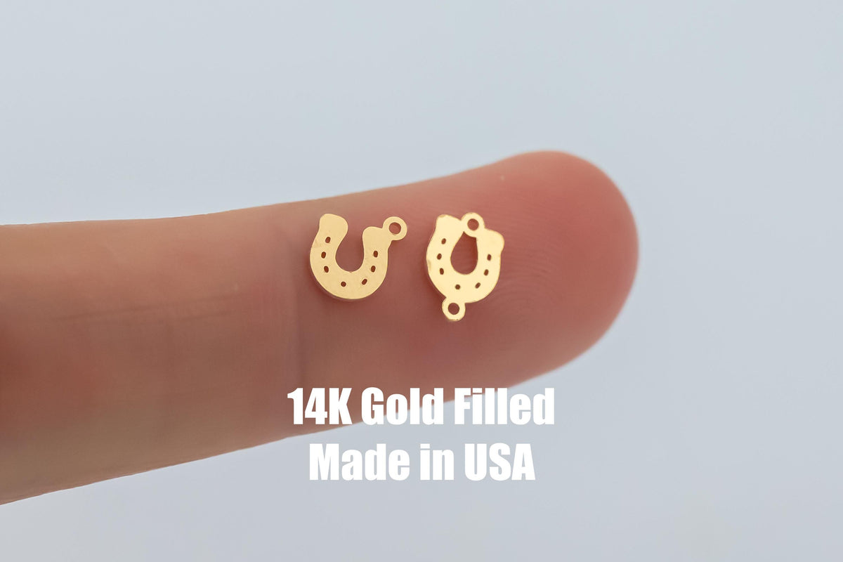 Horse Shoe Top Loop Chubby Permanent Jewelry Connector - 14kt gold filled or Sterling Silver - Made in the USA - Horseshoe Western Charm
