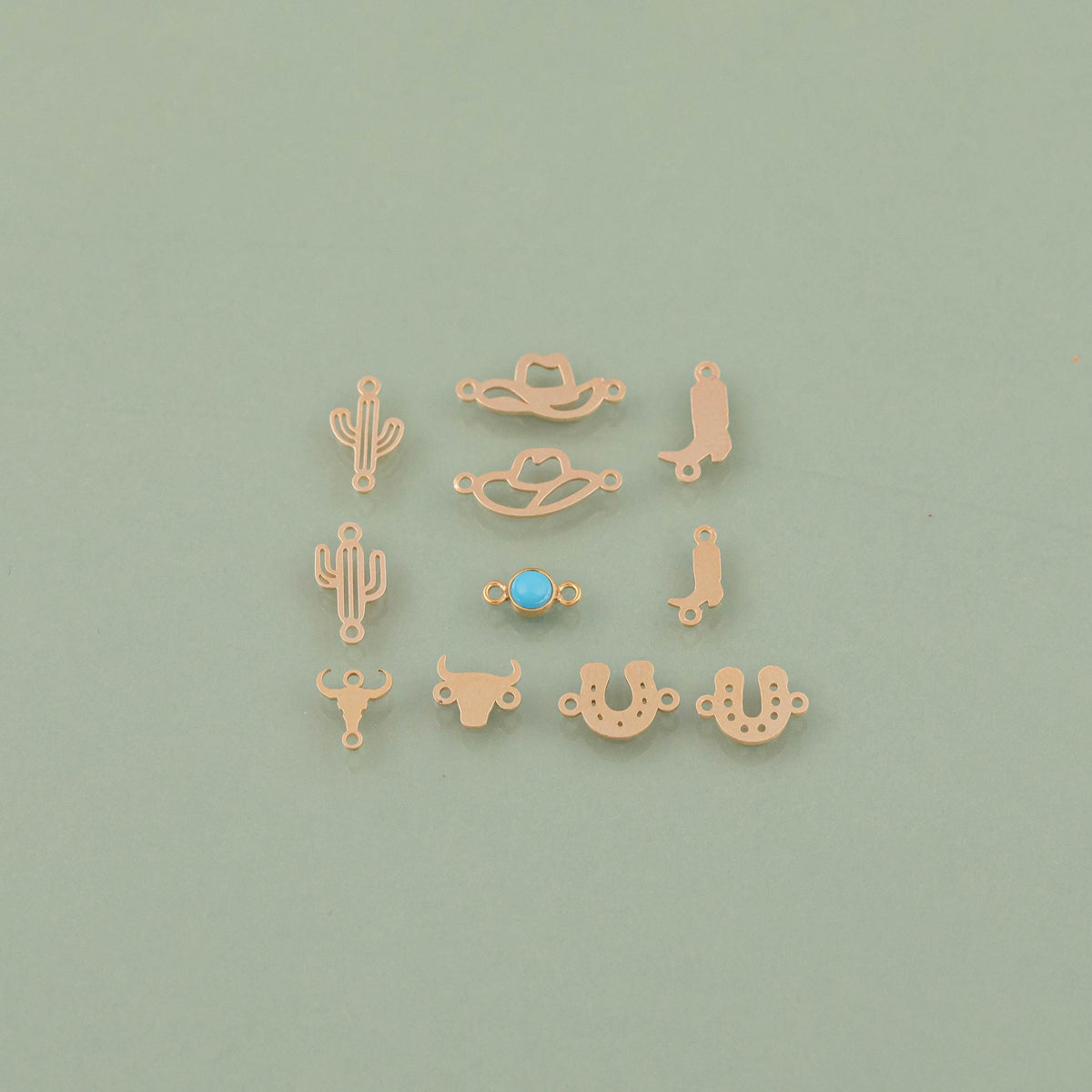 Western Themed Connector Pack - Gold Filled 925 Sterling Silver - Permanent Jewelry Connectors Cowboy Hat Cactus Boots Cow Head PJ supplies