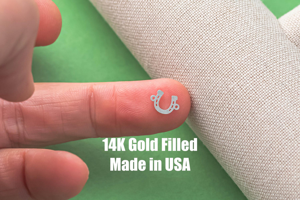 Horse Shoe Connector - Tiny 14Kt Gold Filled or Sterling Silver Connectors- for Bracelet or Necklace - Permanent Jewelry Supply