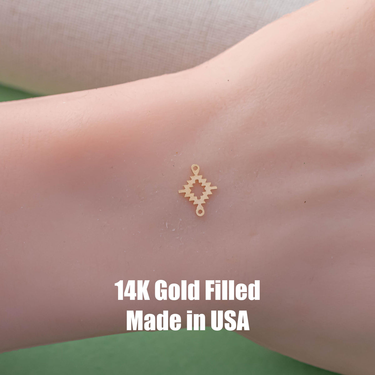 Southwestern Diamond Motif- 14Kt Gold Filled or Sterling Connectors Permanent Jewelry Bracelet or Necklace Permanent Jewelry