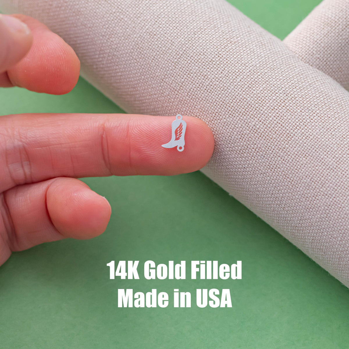 Fancy Cowgirl Cowboy Boots Connector - 14Kt Gold Filled or Sterling Silver- Boots Connectors - Bracelet Permanent Jewelry Supply- Angel