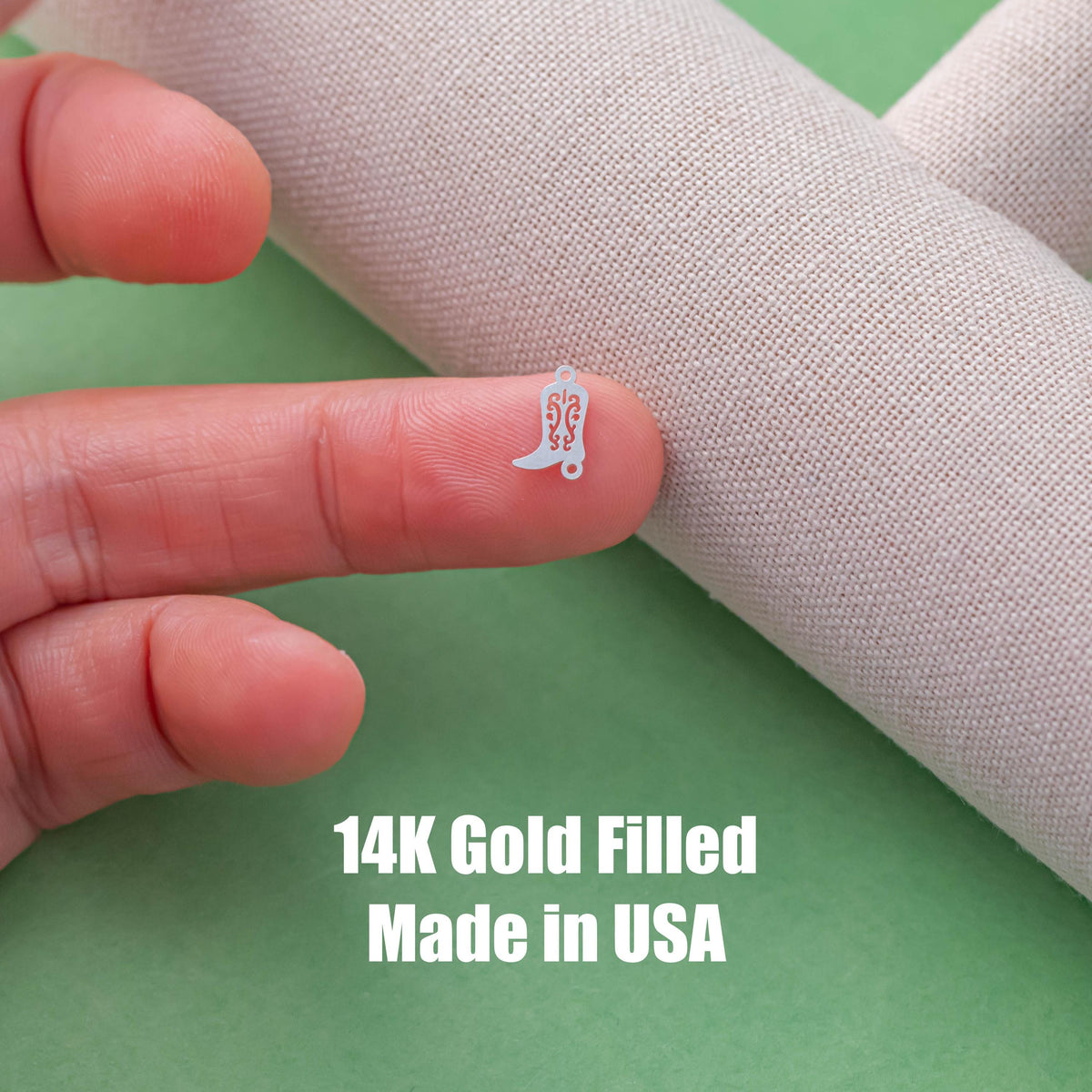 Fancy Cowgirl Cowboy Boots Connector - 14Kt Gold Filled or Sterling Silver- Boots Connectors - Bracelet Permanent Jewelry Supply- D Swigly