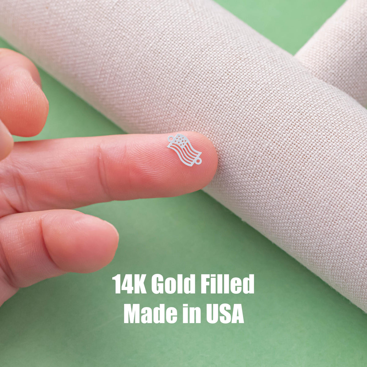 American Flag Connectors - 14Kt Gold Filled or Sterling Connectors Permanent Jewelry Wavy or Heart USA Flag Bracelet or Necklace