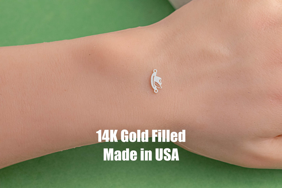 Cowboy Hat Feather Permanent Jewelry Connector - 14kt gold filled or Sterling Silver - Made in the USA