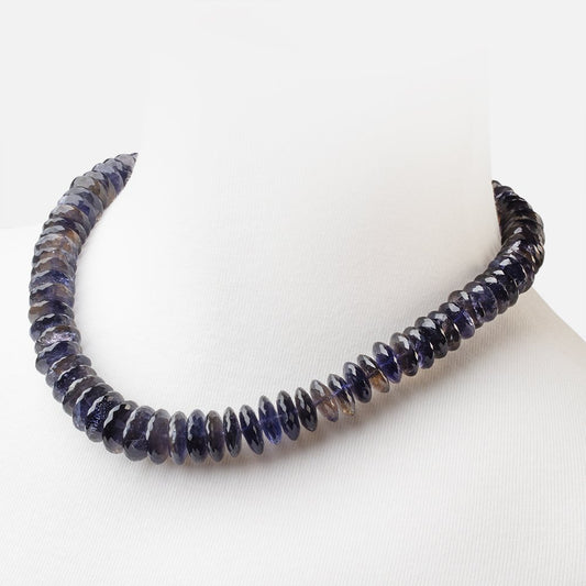 11-15mm Iolite German Faceted Rondelle Necklace with a 14kt Gold Clasp AA
