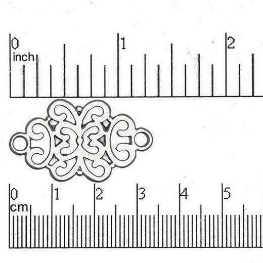 34mm x 20mm Filigree Mirrored Connector - Made of Pewter - Sold Individually - K1