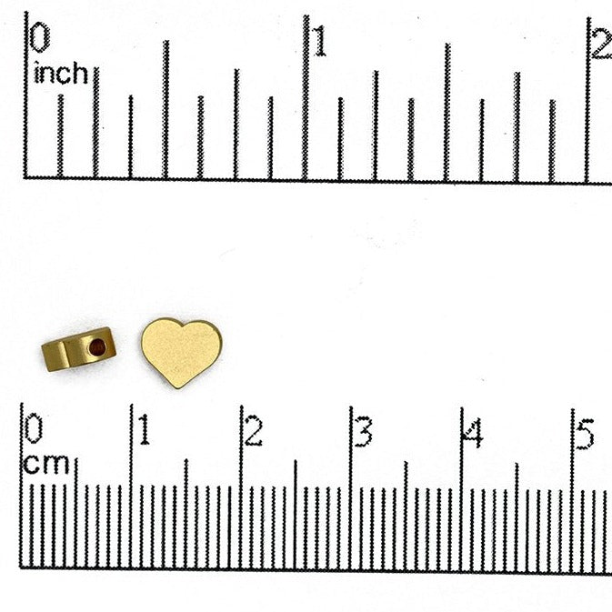 7mm x 6mm Solid Heart Bead - Made of plated zinc - Sold individually - K77