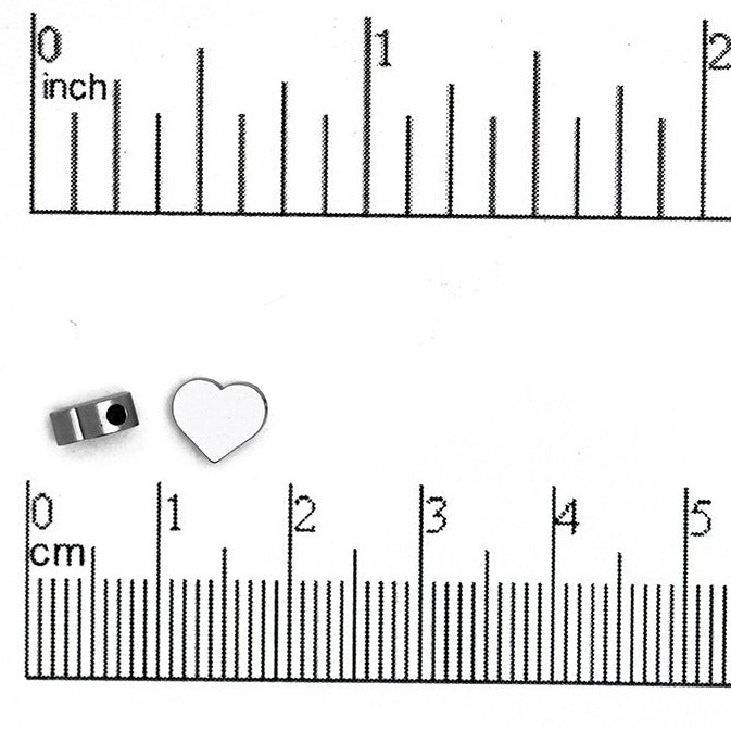 7mm x 6mm Solid Heart Bead - Made of plated zinc - Sold individually - K77