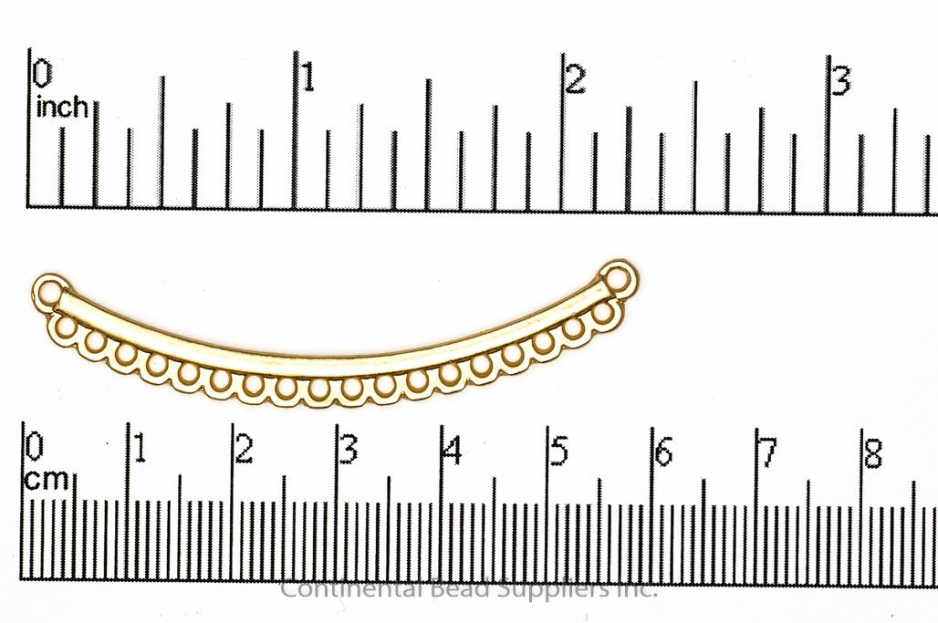 20 Hole Collar Pendant - 57.5mm Curved Bar with 2 Loops - Made of Pewter - K90 - Available in Satin Hamilton Gold & Satin Rhodium Silver