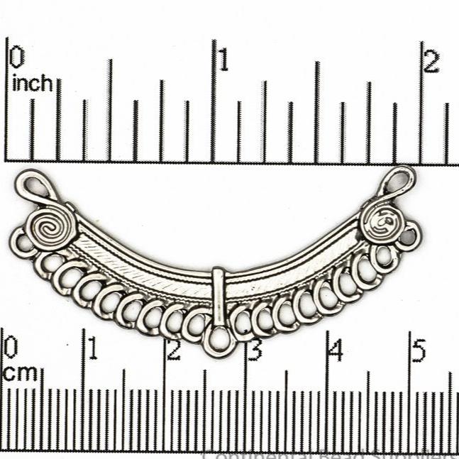 49mm Ornate Curved Collar Pendant - Made of Pewter - Satin Rhodium Silver and Satin Hamilton Gold Finishes - Sold by the Piece - K91