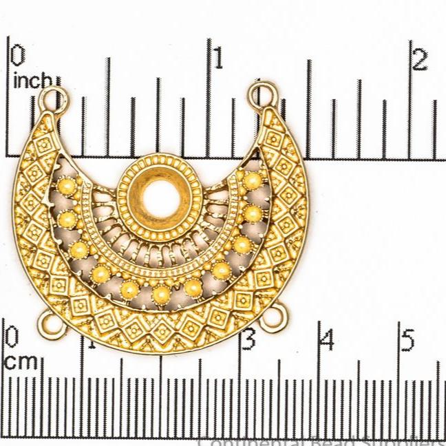 32mm Ornate Crescent Collar Centerpiece Pendant - Made of Pewter - Satin Rhodium Silver and Satin Hamilton Gold Finishes - Sold by the Piece - K92