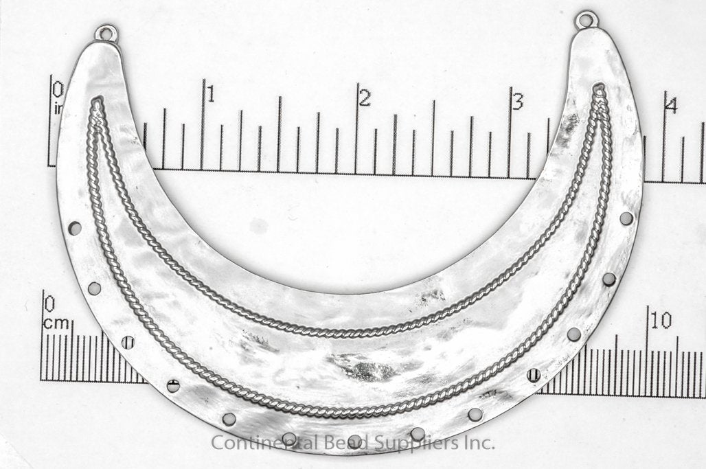 84mm Large Curved Collar Pendant - Made of Pewter - 2 Loops, 13 Holes - Sold by the Piece - Available in Multiple Finishes - K94