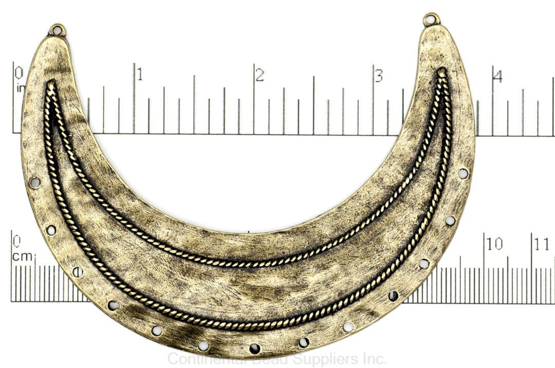 84mm Large Curved Collar Pendant - Made of Pewter - 2 Loops, 13 Holes - Sold by the Piece - Available in Multiple Finishes - K94