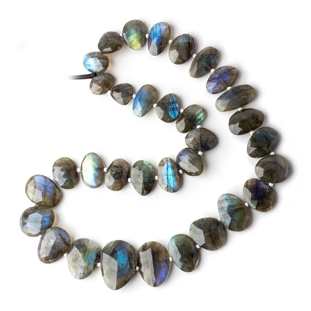 Labradorite side drilled faceted flat nugget beads 16 inch 33 pieces