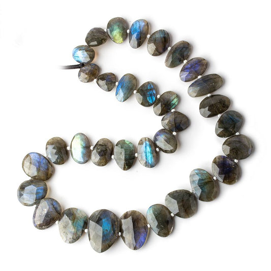 Labradorite side drilled faceted flat nugget beads 16 inch 33 pieces
