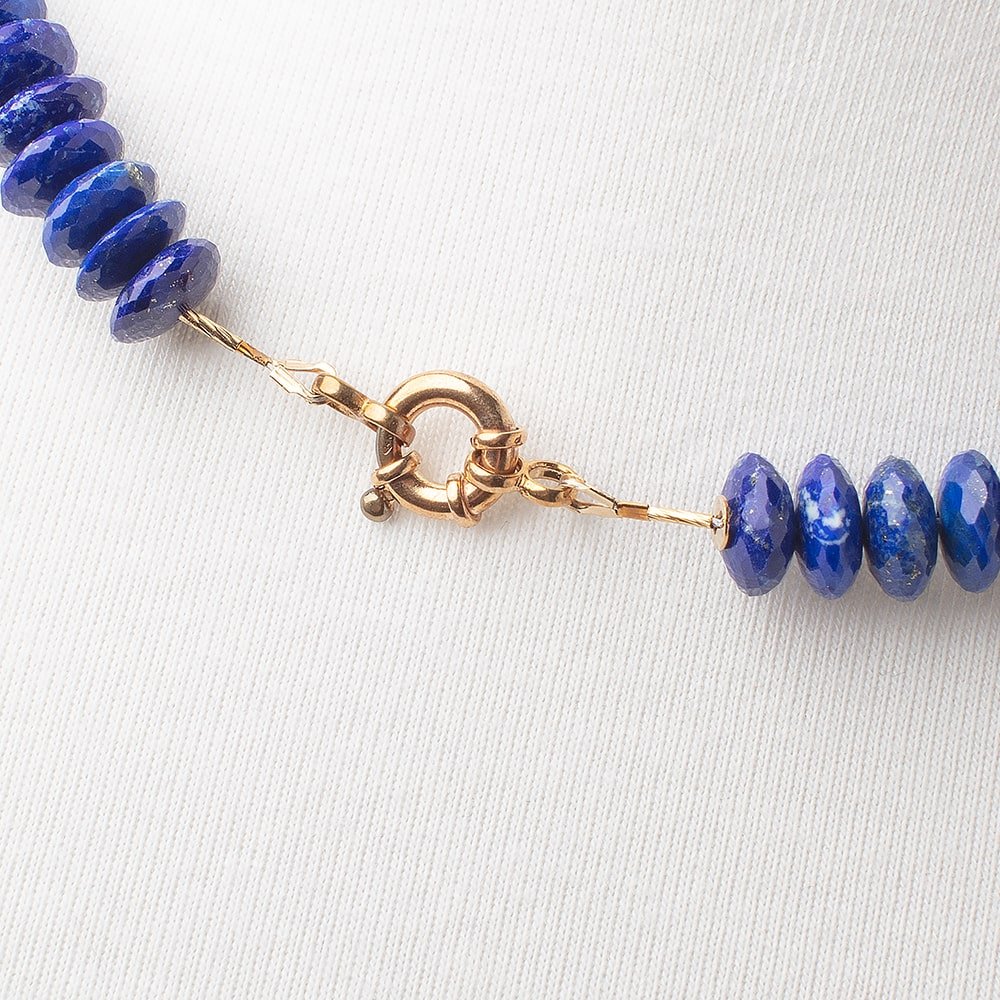 Lapis Lazuli German Faceted Rondelle Necklace with a 14kt Gold Clasp AAA