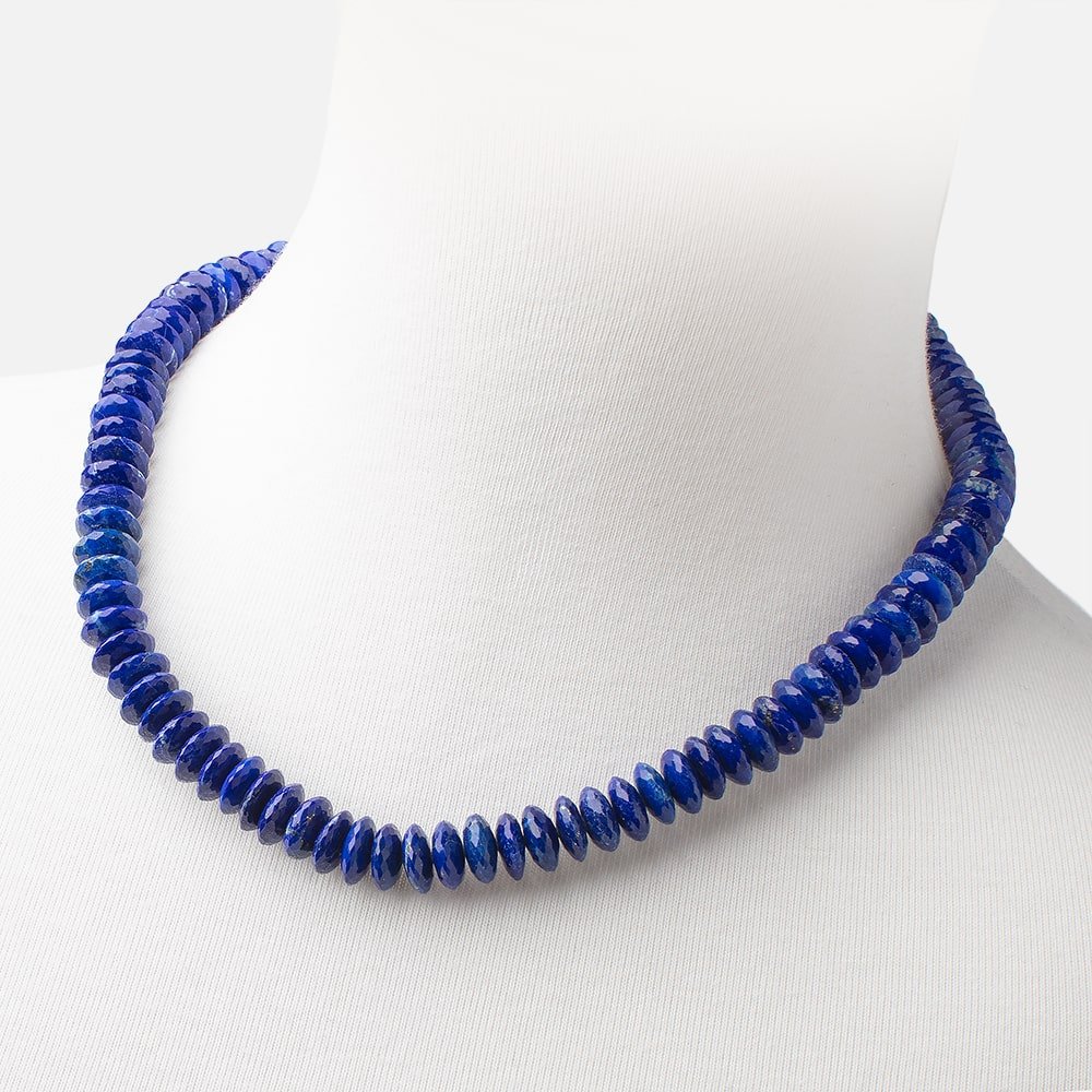 Lapis Lazuli German Faceted Rondelle Necklace with a 14kt Gold Clasp AAA