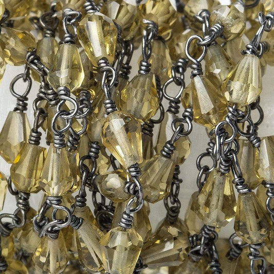 Lemon Quartz faceted tear drop Black Gold Filled Chain by the foot 29 beads