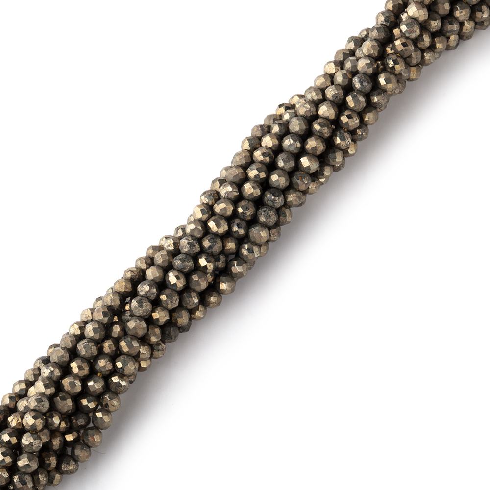Lot of 11 strands - 2mm Golden Pyrite Micro-faceted Rondelle Beads