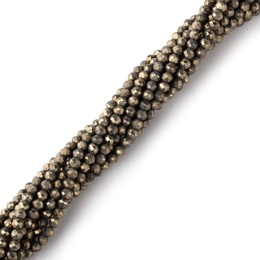 Lot of 11 strands - 2mm Golden Pyrite Micro-faceted Rondelle Beads