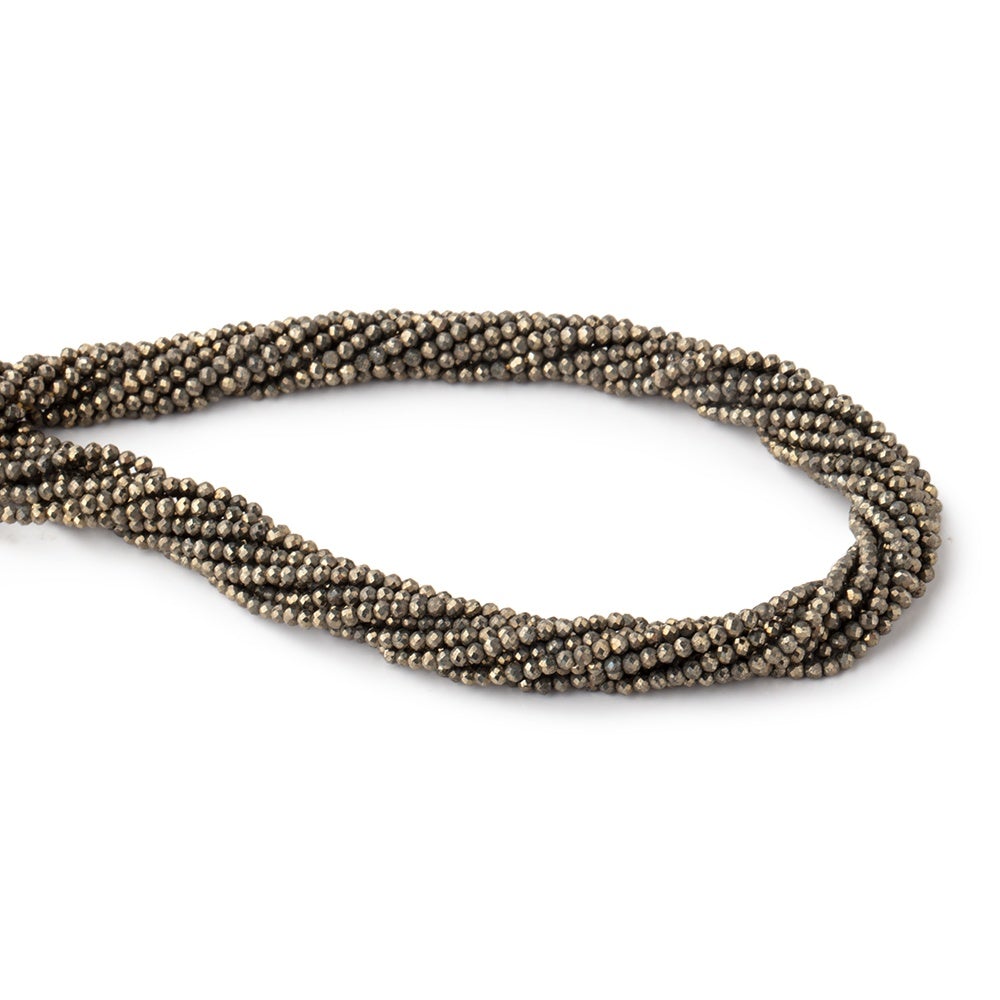 Lot of 11 strands - 2mm Golden Pyrite Micro-faceted Rondelle Beads