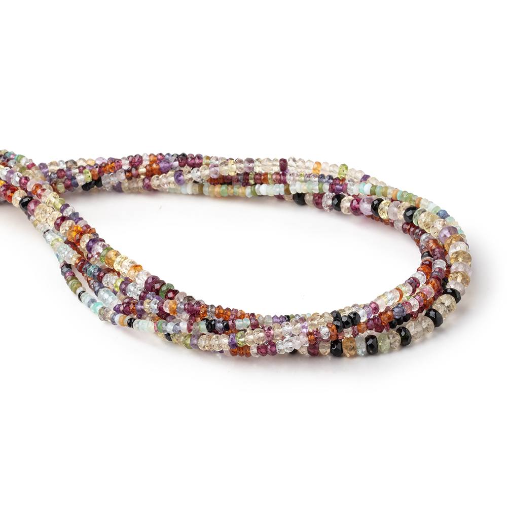 Lot of 6 Strands of Multi Gemstone Faceted Rondelle Beads