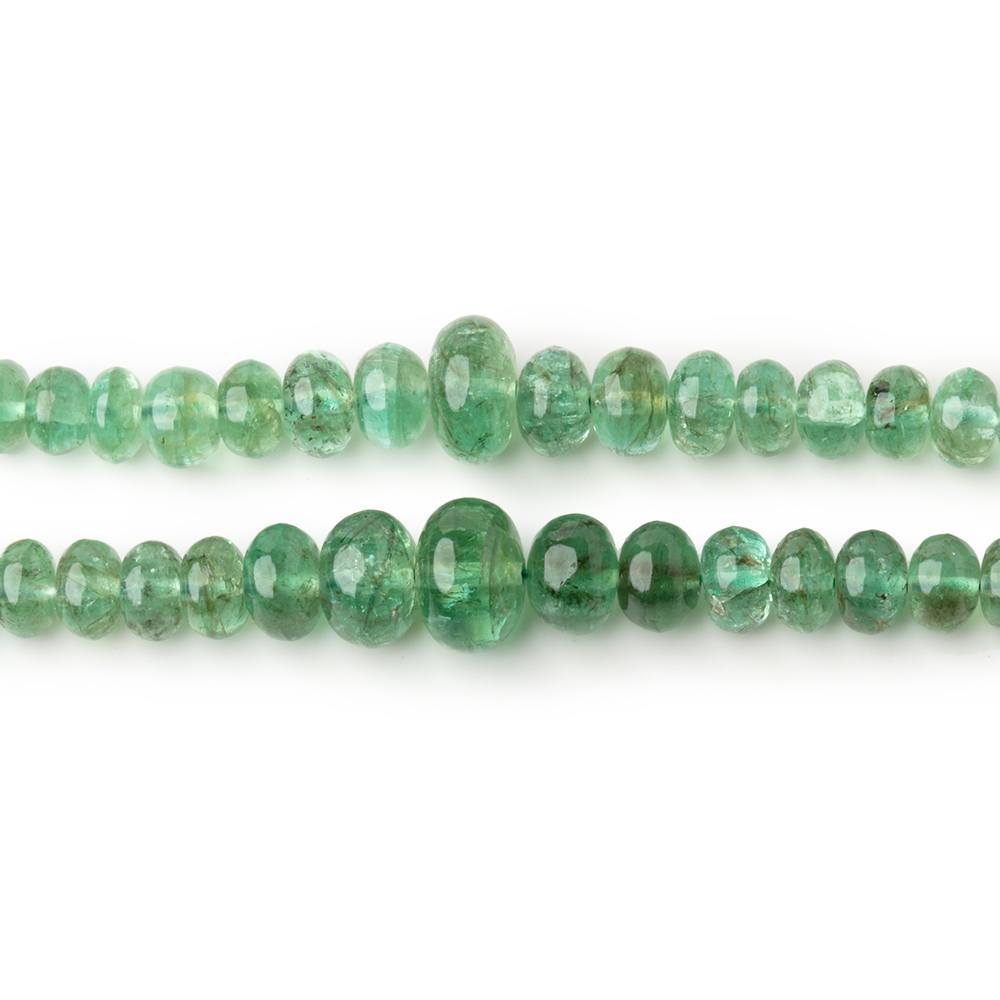 Lot of Two Emerald Plain Rondelle Bead Strands AA