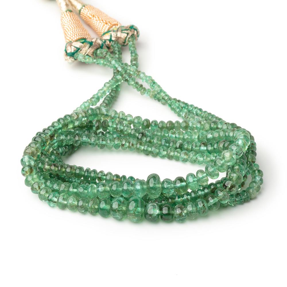 Lot of Two Emerald Plain Rondelle Bead Strands AA