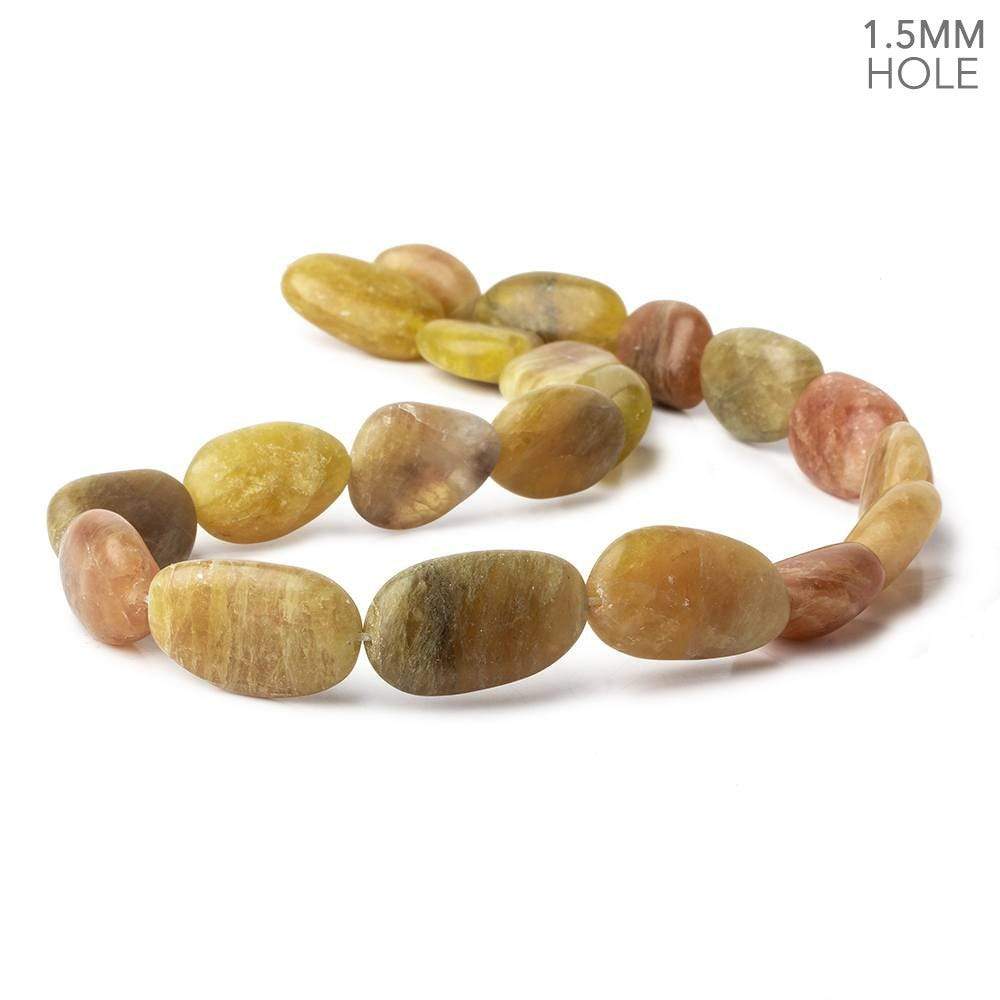 Matte Golden Tourmaline plain nuggets 16 inch 20 large hole beads 16x13-25x14mm
