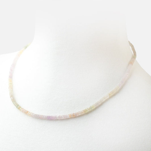 Matte Madagascar Sapphire Hand Cut Rondelle Necklace with a 14kt Gold Clasp