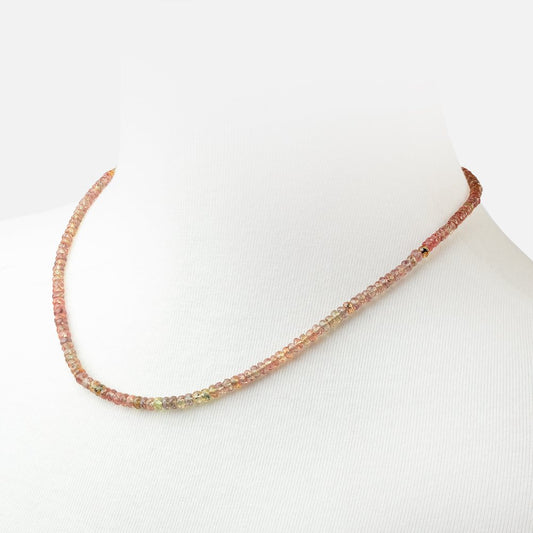Multi Color Songea Sapphire Faceted Rondelle Necklace with a 14kt Gold Clasp AAA
