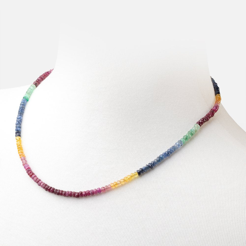 Multiple Gemstone Faceted Rondelle Necklace with a 14kt Gold Clasp
