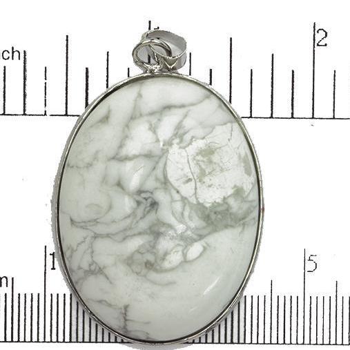 30mm x 40mm White Howlite Oval Pendant - With Bail - Semi Precious Stone - SP610