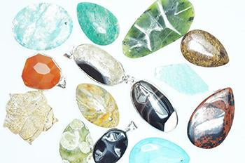 Assorted Semi-Precious Pendants - 25 Per Bag - Various Shapes, Colors, and Sizes - SP632