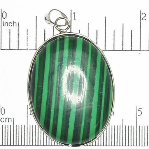 30mm x 40mm Synthetic Malachite Oval Pendant - With Bail - Semi Precious Stone - SP607